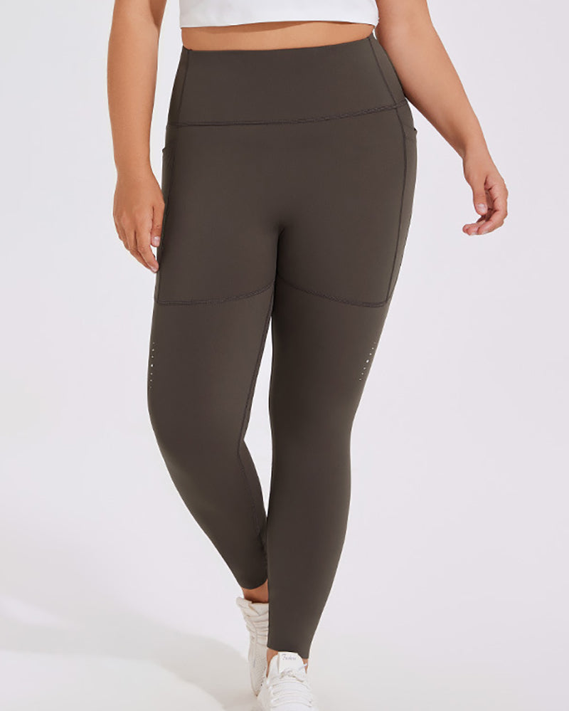 High Waist Side Pocket Active Wear Running Plus Size Leggings XL-4XL