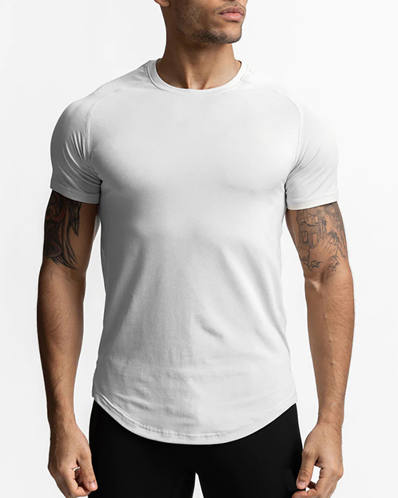 Short Sleeve Solid Color O Neck Breathable T-shirt M-3XL