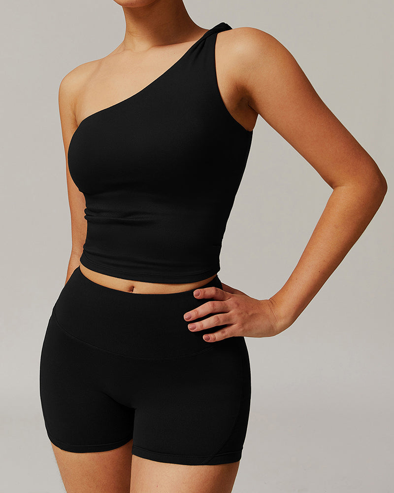 OEM Offer Women Slash Neck Vest Shorts Sports Work Out Yoga Two-piece Sets S-XL