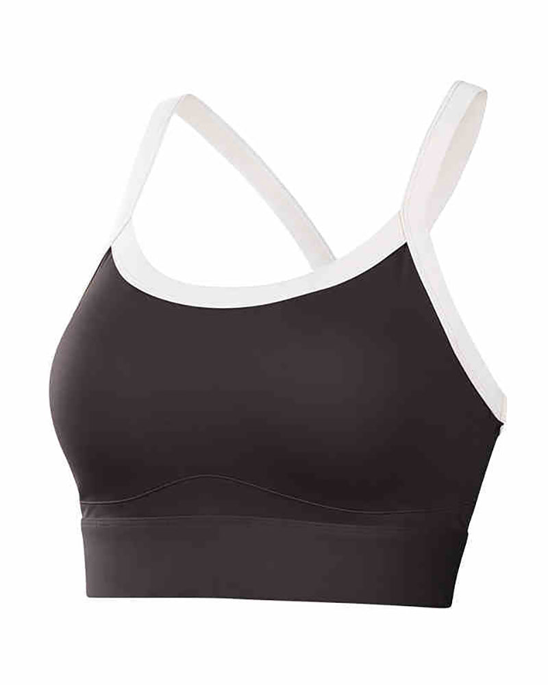 Woman Breathbale Colorblock High Protect Fitness Sports Bra S-XL