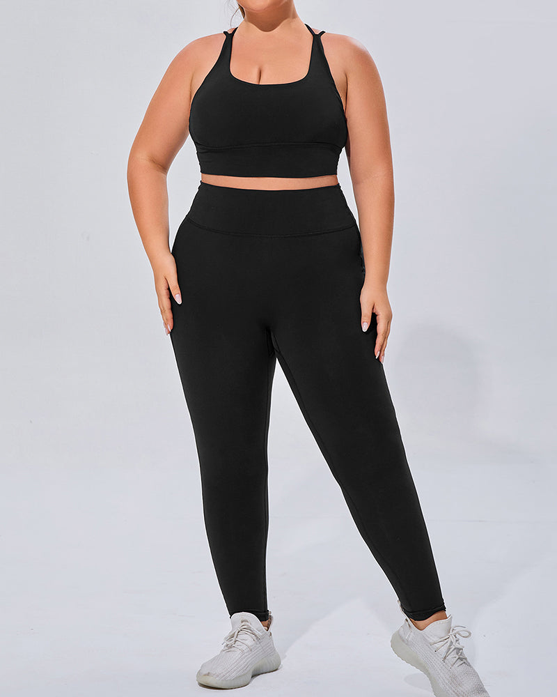 Women Breathable High Elastic Plus Size Yoga Pants Sets S-3XL