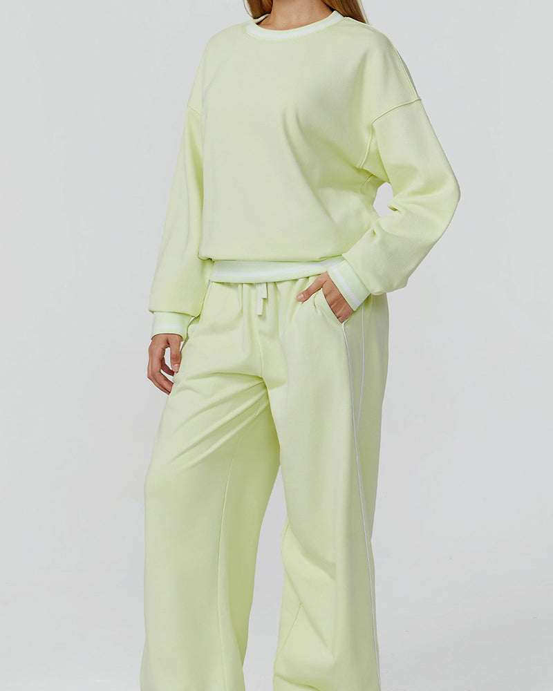 Women Winter Fall Long Sleeve Loose Colorblock Sweatshirt Sweatpants Sets Yoga Two-piece Outfits S-XL