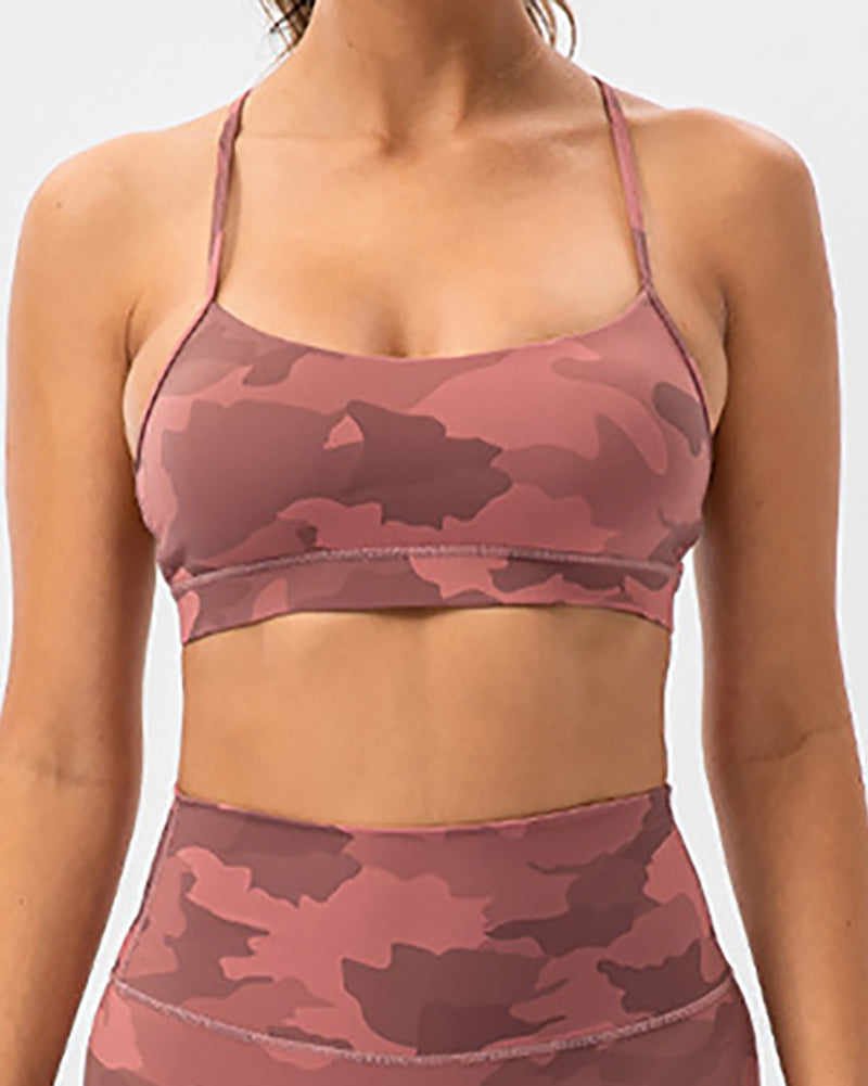 Woman Sling Summer Sports Camo Printed Bra S-2XL