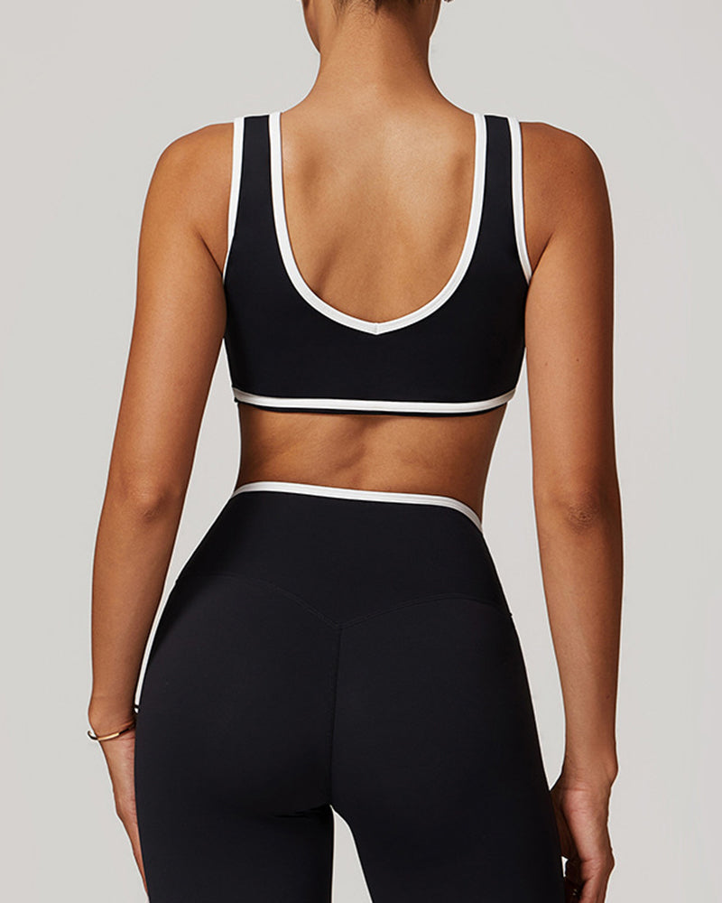 OEM Customized Women Colorblock V Neck Sports Yoga Bra S-XL