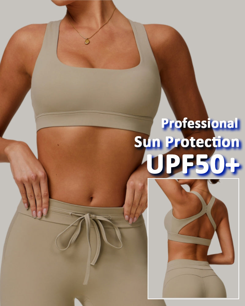 Women Criss Cross OEM Sun Protection Outdoor Fitness Sports Bra S-XL