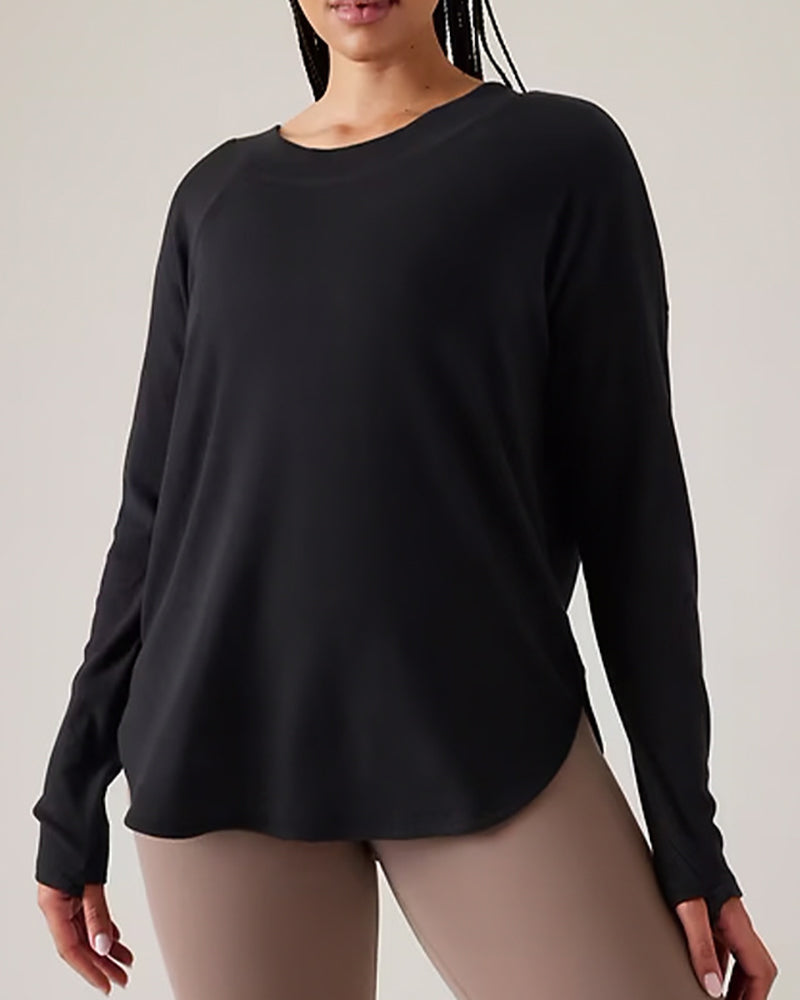 Autumn New Hollow Out Back Long Sleeve Casual Fitness Sports Top Pullover S-L