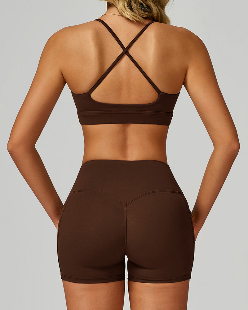 Women Customized Logo Criss Cross Sling Running Fitness Sports Bra Black Red Coffee Blue Pink S-XL