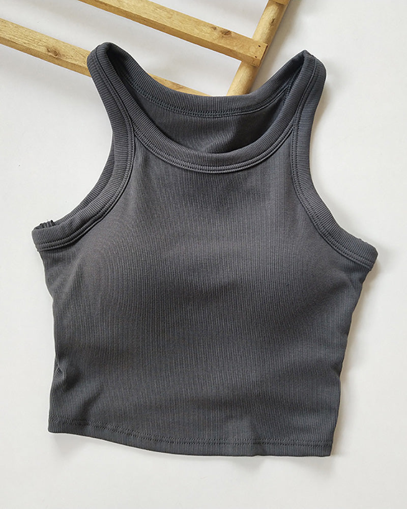 Quickly Drying Fixed Cup Fintess Sports Running Crop Tops Yoga Bra S-L