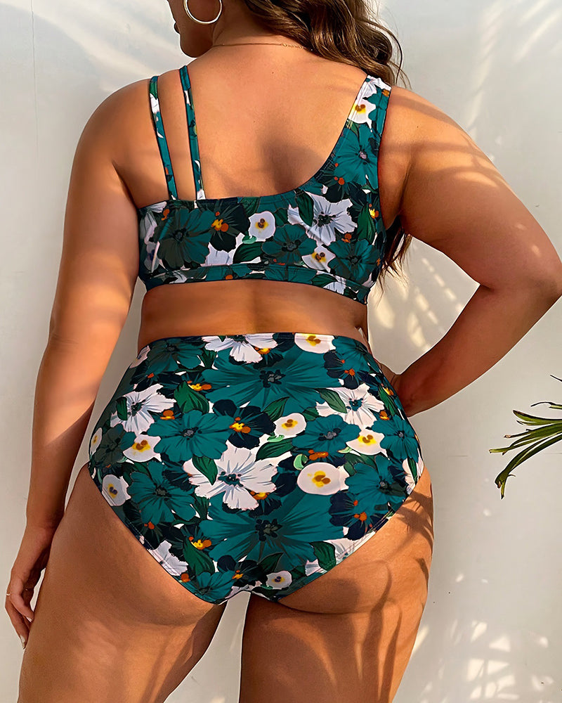 Digtal Printed Plus Size Women Swimwear L-5XL