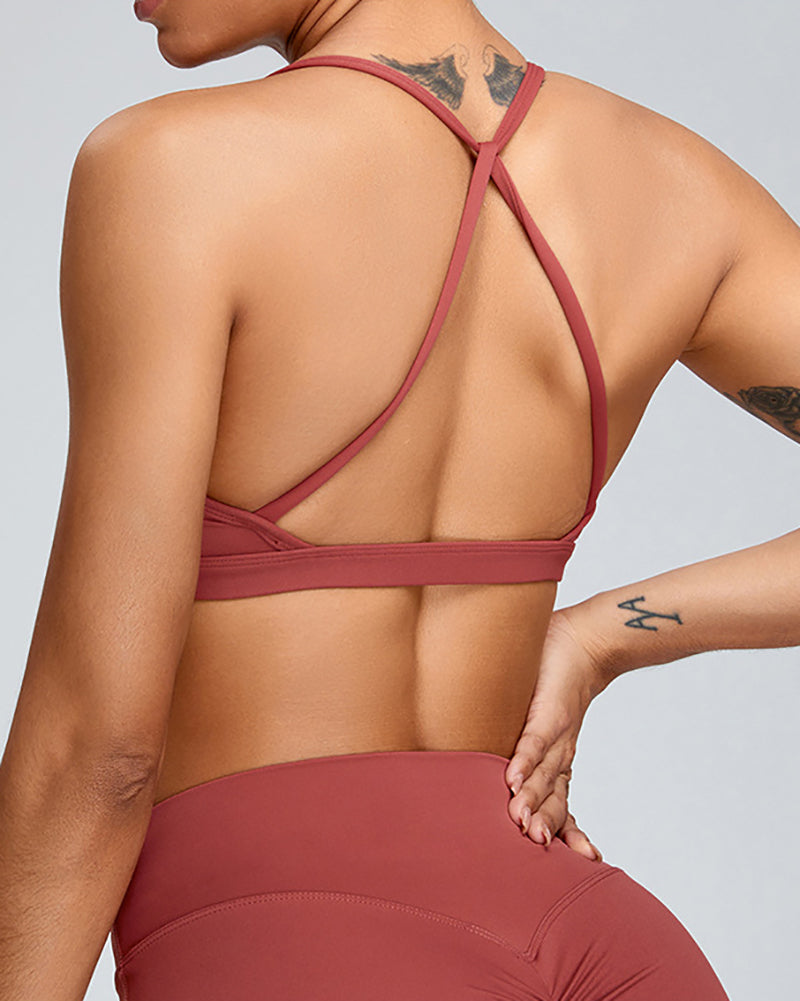 Women Quick Drying Criss Cross Back Hips Lift Sports Yoga Two-piece Sets S-XL