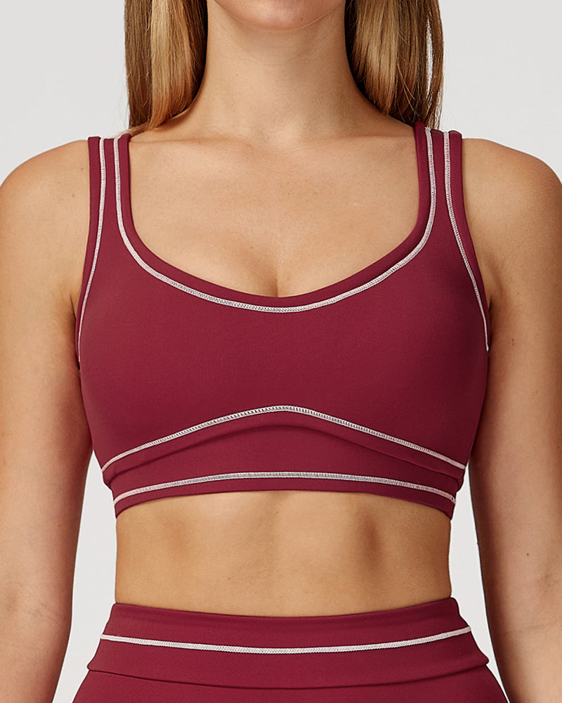 Women Contrast Color Sanded High-End U-Shaped Beautiful Back Sports Bra Running Fitness Yoga Bra S-XL