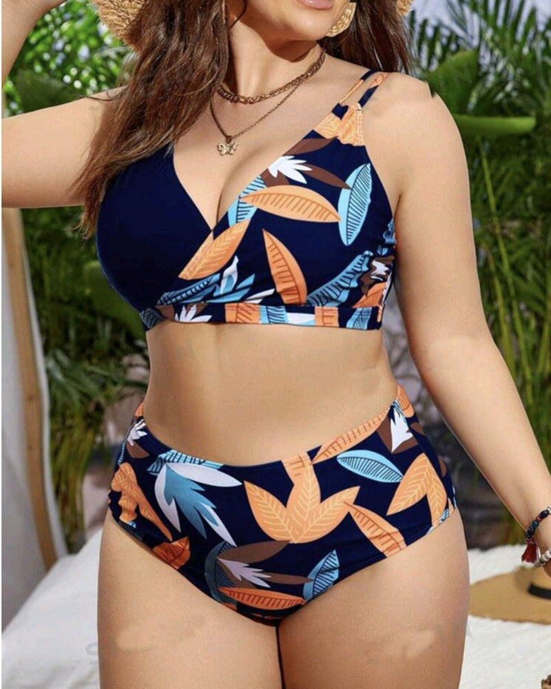 Digtal Printed Plus Size Women Swimwear L-5XL