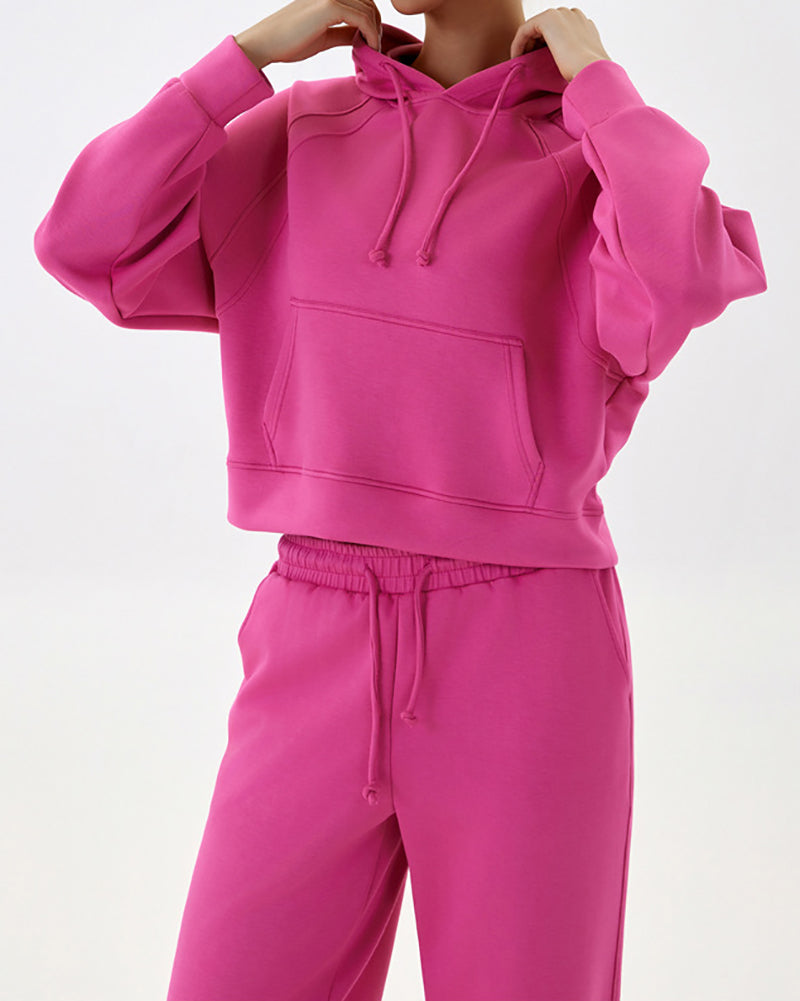 Women Hoodies Sweatshirt Loose Pants Outdoor Active Wear Two-piece Sets XS-XL