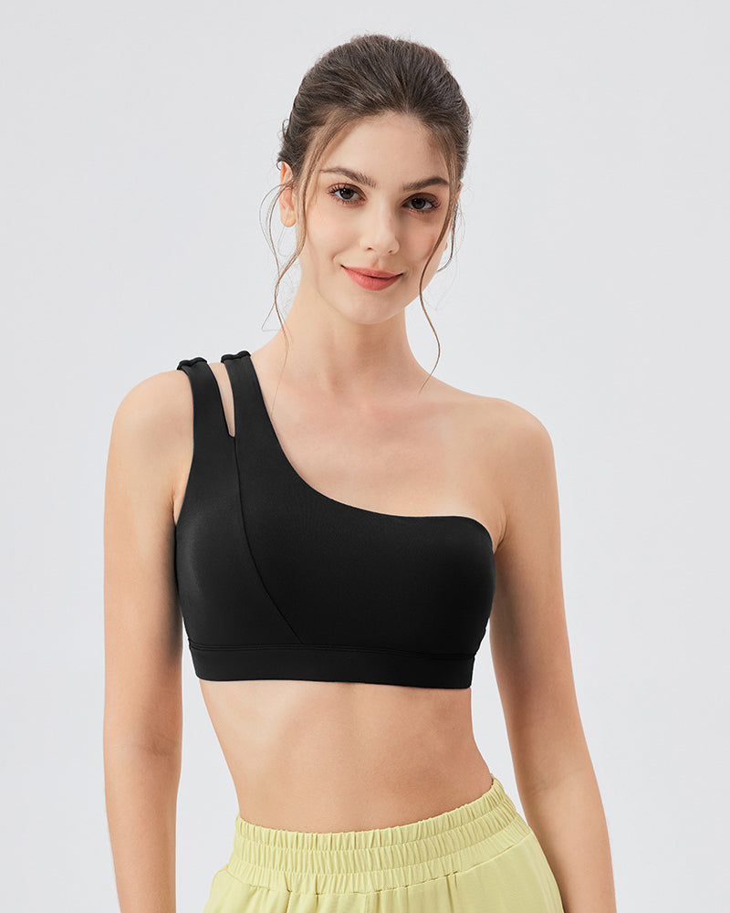 Women OEM Yoga One Shoulder Running Sport Bra S-XL