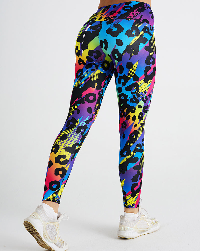 Women Colorful Leopard Printed Slim Sports Pants Leggings S-2XL