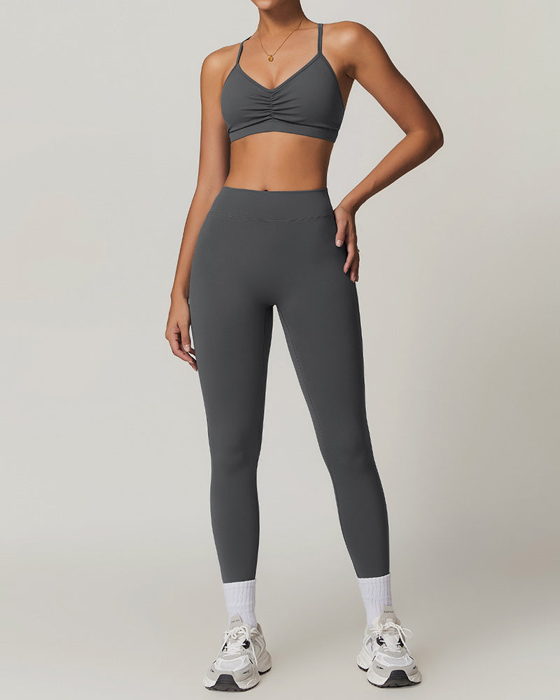 Wholesale Sling Sports Bra High Waist Leggings Sports Two Piece Sets S-XL