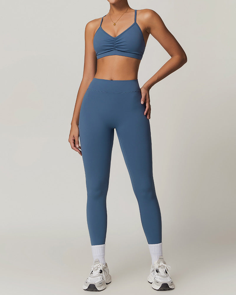 Wholesale Sling Sports Bra High Waist Leggings Sports Two Piece Sets S-XL