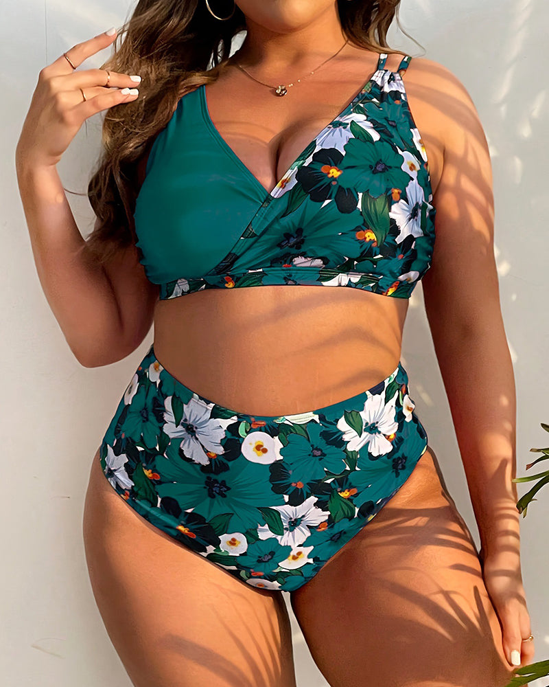 Digtal Printed Plus Size Women Swimwear L-5XL