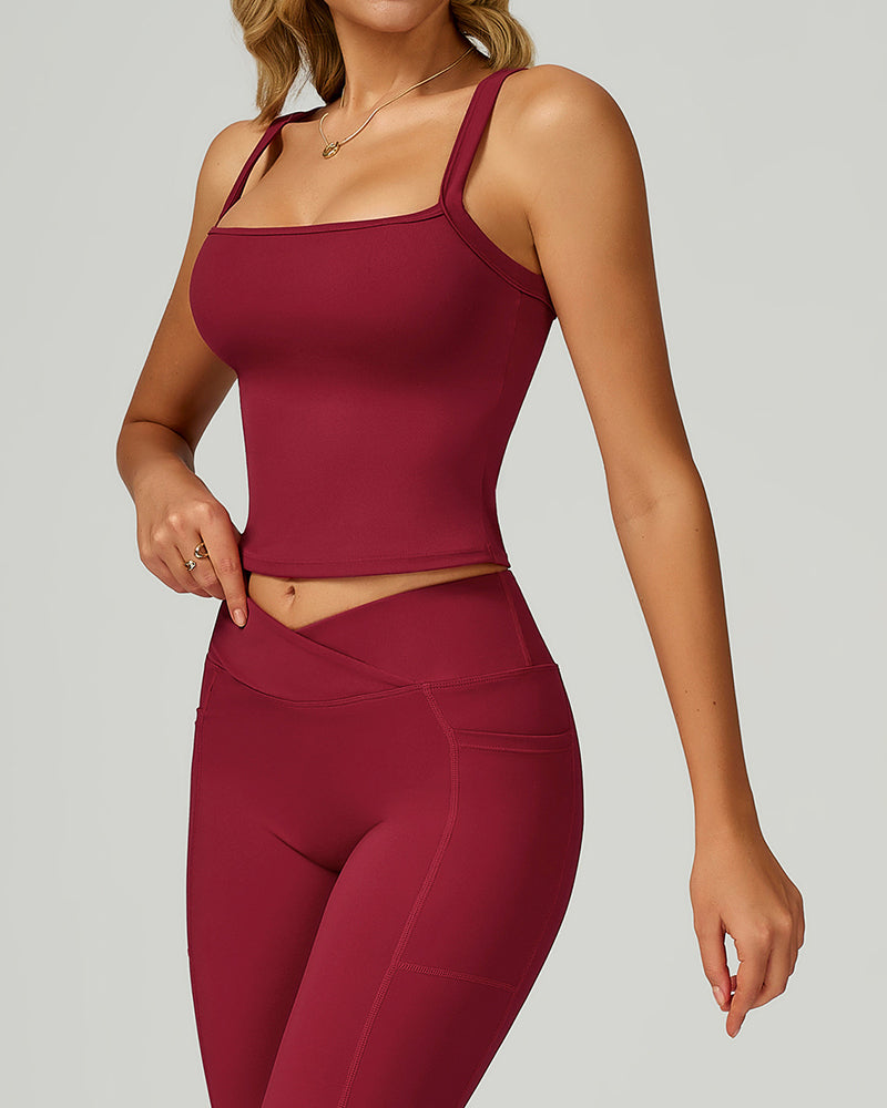 Women OEM Logo Square Neck Sports Vest S-XL