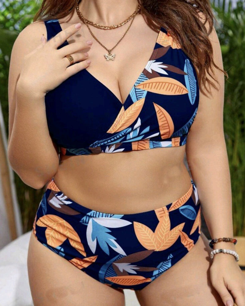Digtal Printed Plus Size Women Swimwear L-5XL