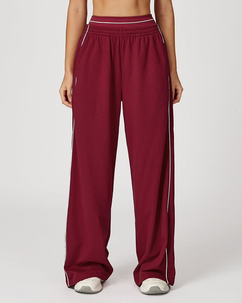 Women Customized Logo Colorblock Running Casual Wide Leg Loose Sweatpants S-XL