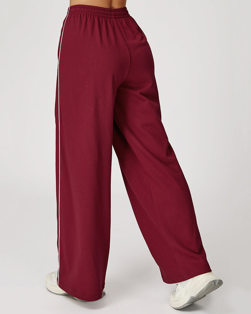 Women Customized Logo Colorblock Running Casual Wide Leg Loose Sweatpants S-XL