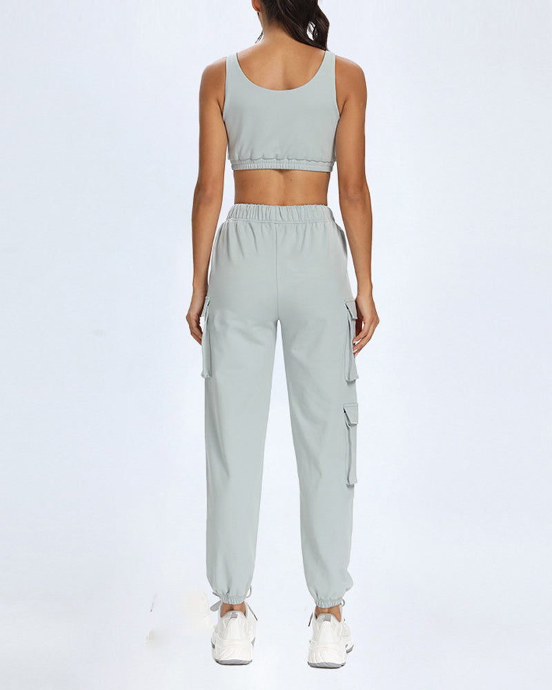 Wholesale Customized Logo Woman Sports Bra Yoga Two-piece Pants Sets S-L