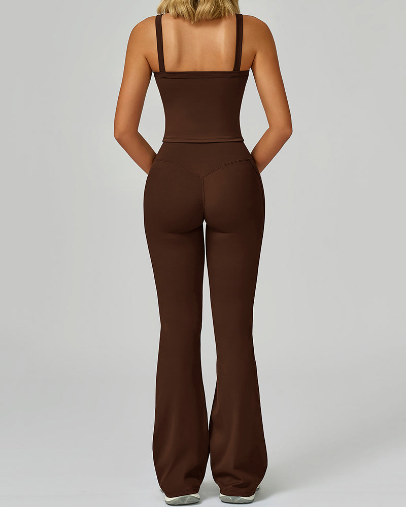 Women China Factory Vest Wide Leg Pants Yoga Two-piece Sets S-XL