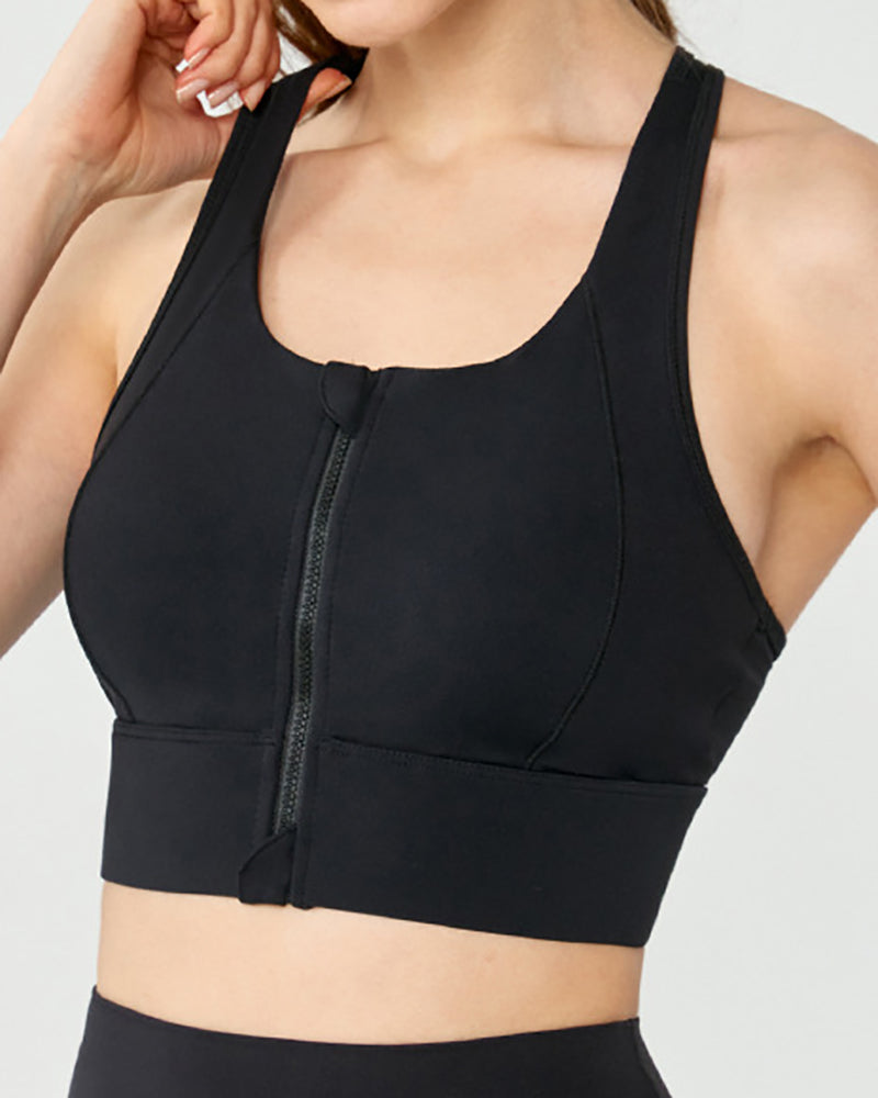 Women Running Training Women Yoga Zipper Sports Bra S-XL