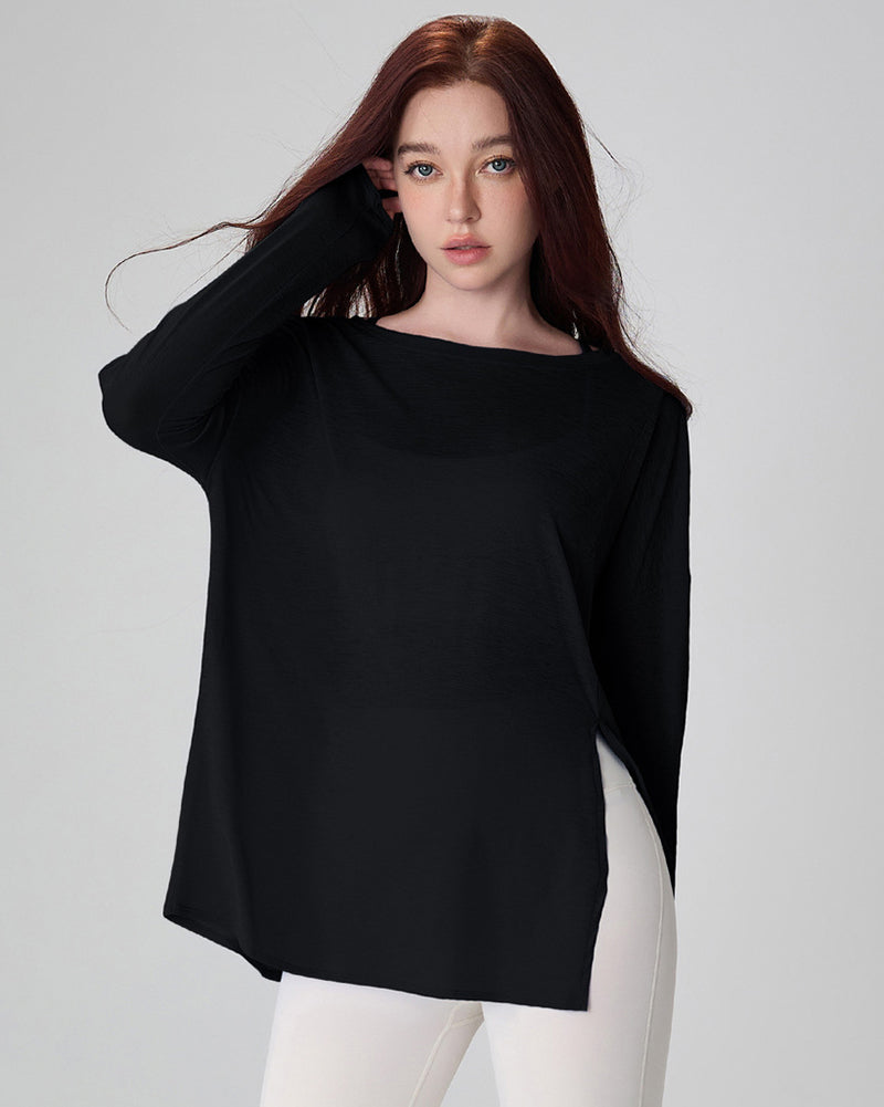 Autumn New Breathable Cover Women Sports Fitness Long Sleeve Loose Top M