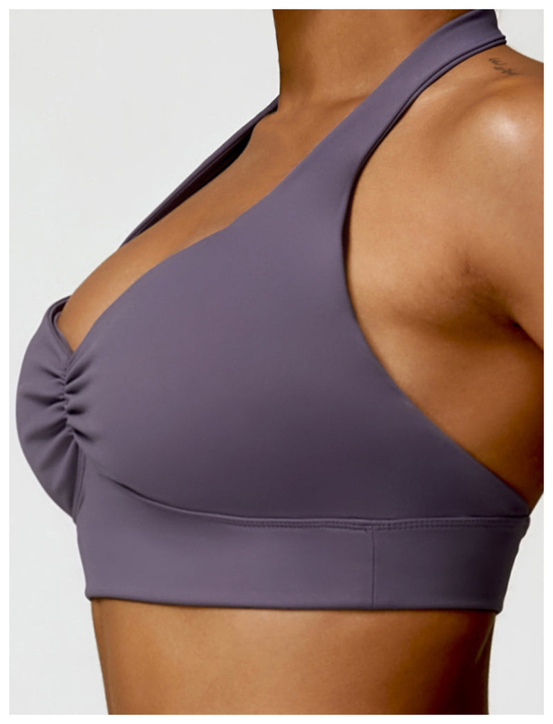 OEM Factory Add Logo Quickly Dry Halter Neck Fitness Sports Bra S-XL