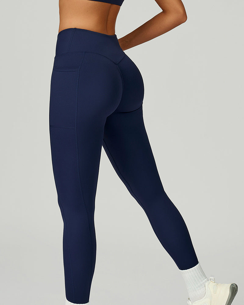 OEM Manufacturer High Waist Criss Front Side Pocket Fitness Running Leggings S-XL