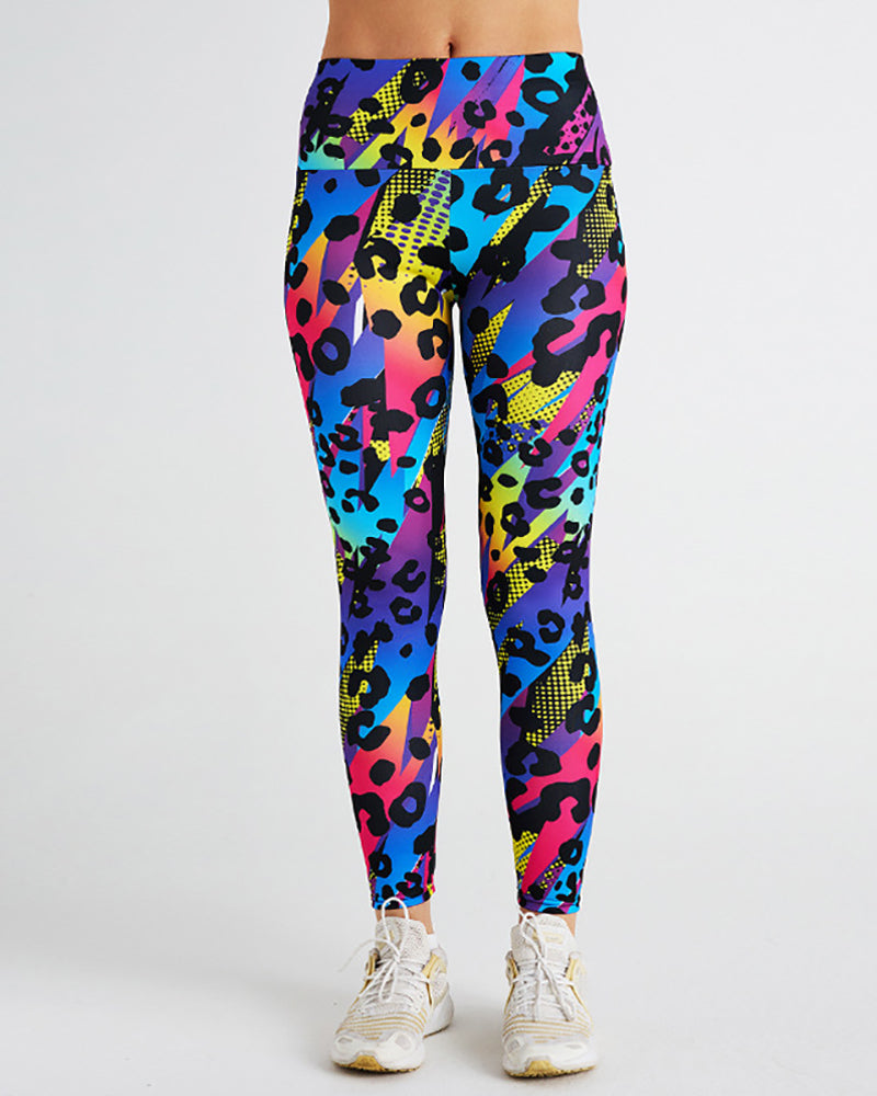 Women Colorful Leopard Printed Slim Sports Pants Leggings S-2XL