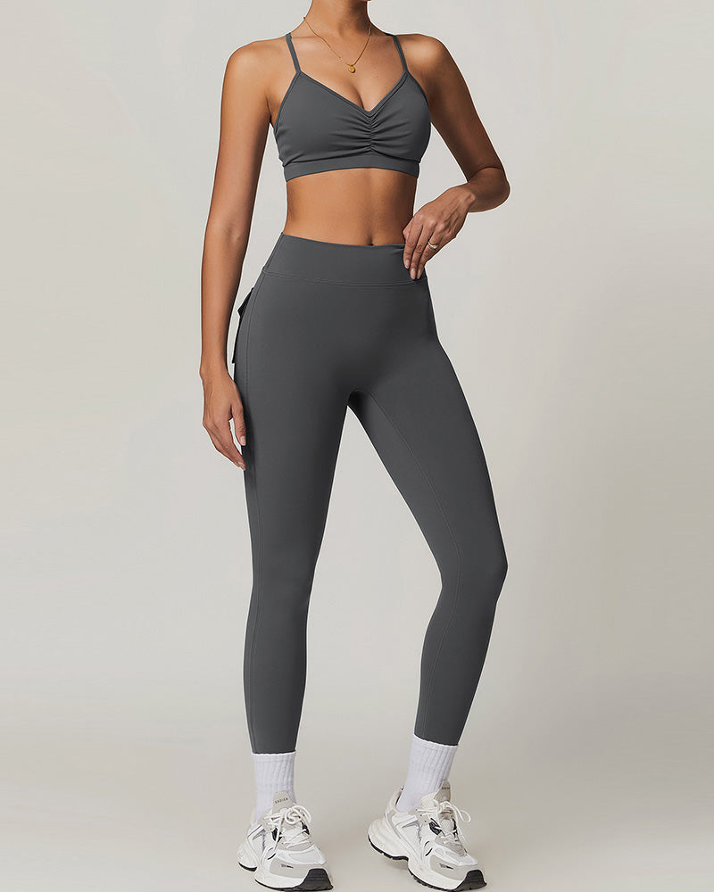 Wholesale Sling Sports Bra High Waist Leggings Sports Two Piece Sets S-XL