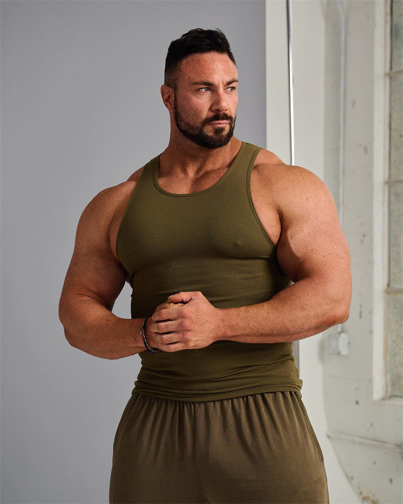 Logo Customized Mens Summer Fitness Fashion Solid Color Sports Vest S-3XL