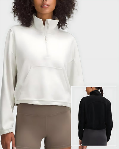 Stand Collar Long Sleeve Pocket Front Fashion Pullover S-L