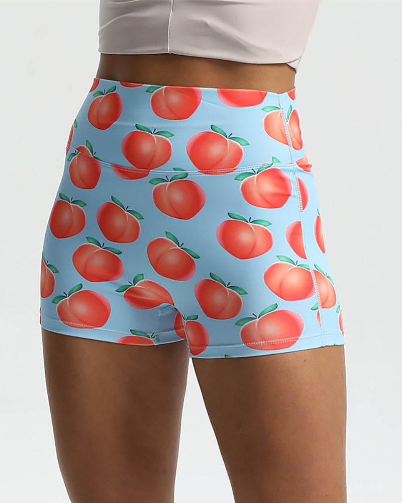 High Waist Printed Peach Hips Training Fitness Shorts S-L