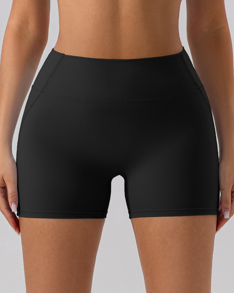 Women High Waist Hips Lift Fitness Sports Shorts Black Apricot Brown Blue Green S-XL