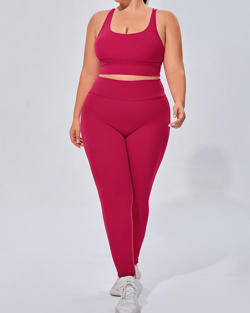 Women Breathable High Elastic Plus Size Yoga Pants Sets S-3XL