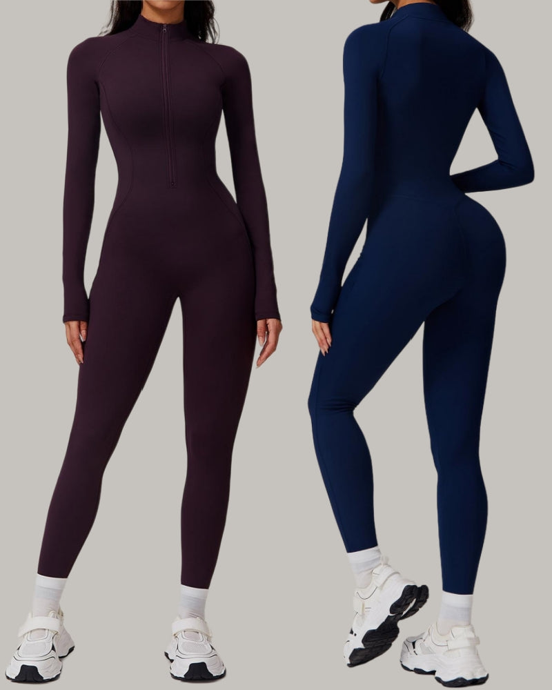 Factory Price OEM ODM Fleece Slim Outdoor Tight Warm Long Sleeve Sports Yoga Jumpsuit S-XL