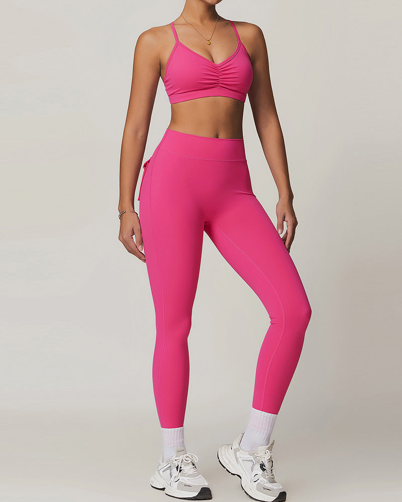 Wholesale Sling Sports Bra High Waist Leggings Sports Two Piece Sets S-XL