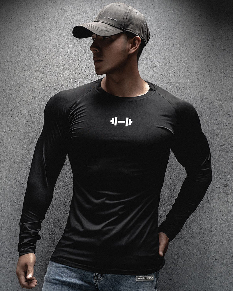 Muscle Exercise Leisure Running Fitness Training Solid Color Elasticity Quick Drying Tight Fitting Long Sleeve T-shirt M-3XL