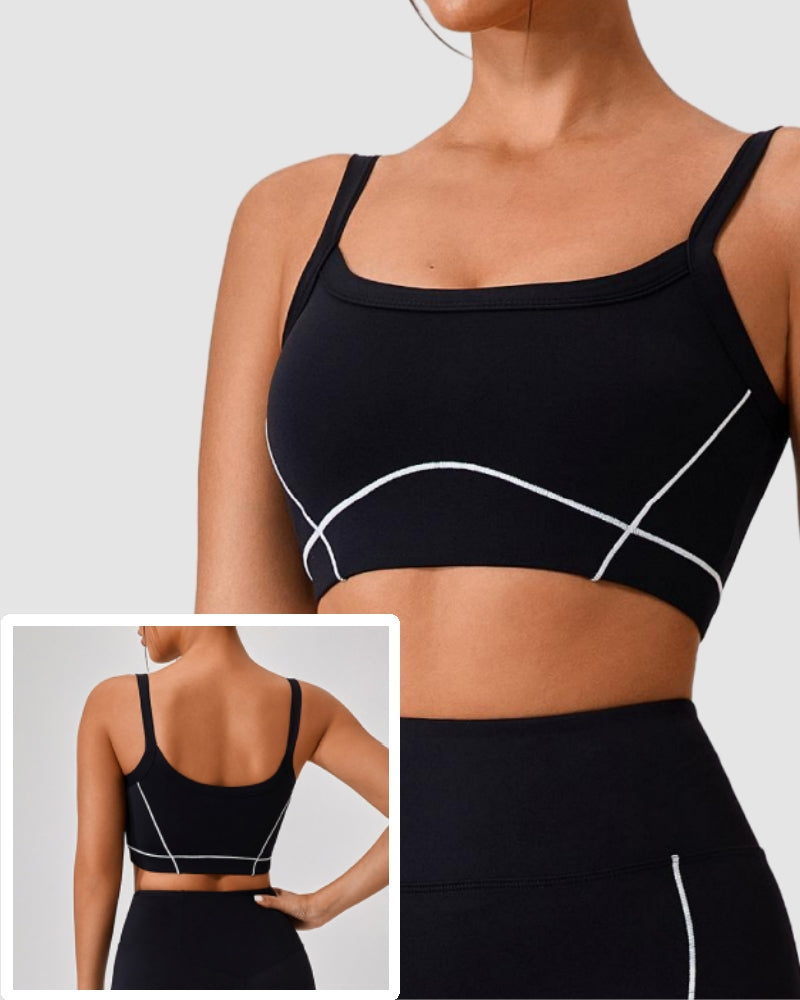 Women Sling Colorblock Fitness Sports Bra S-XL