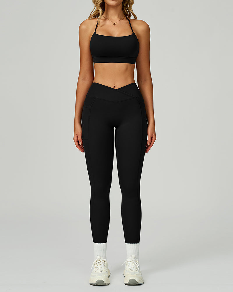 Women Fitness GYM Sports Sling Bra Running Leggings Two Piece Sets S-XL