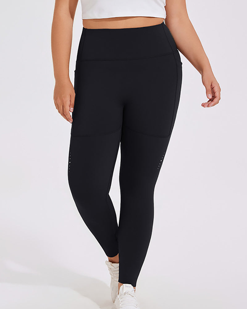 High Waist Side Pocket Active Wear Running Plus Size Leggings XL-4XL