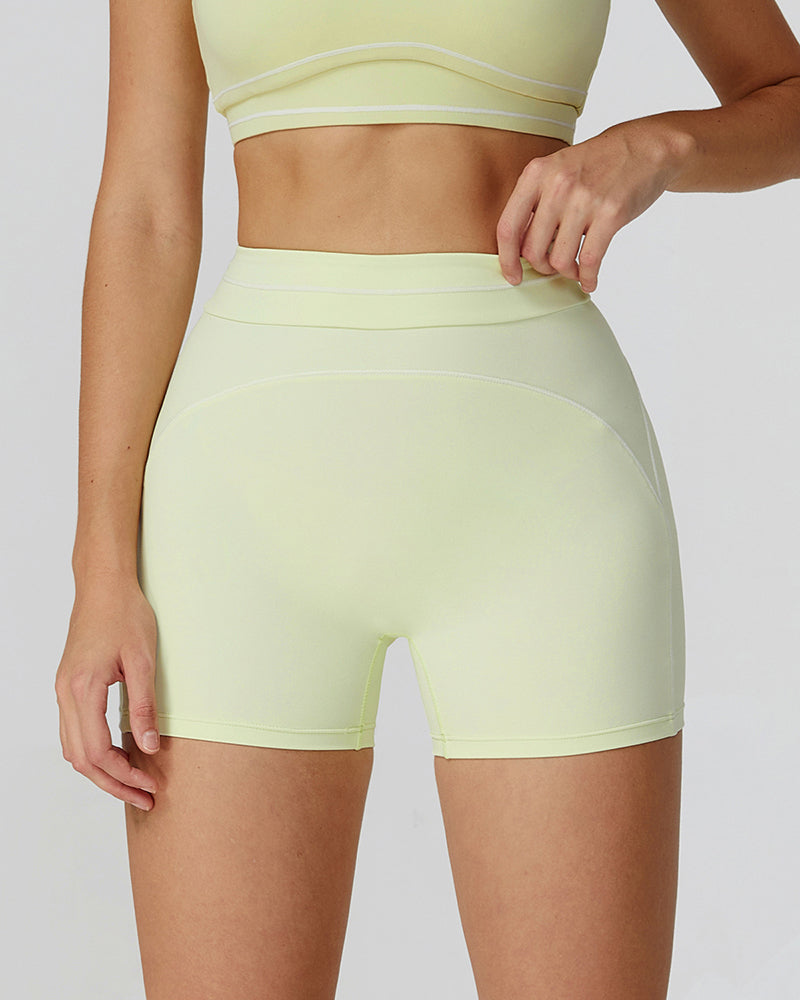 Women Logo Add Colorblock Yoga Bottom Mini Tight Shorts S-XL
