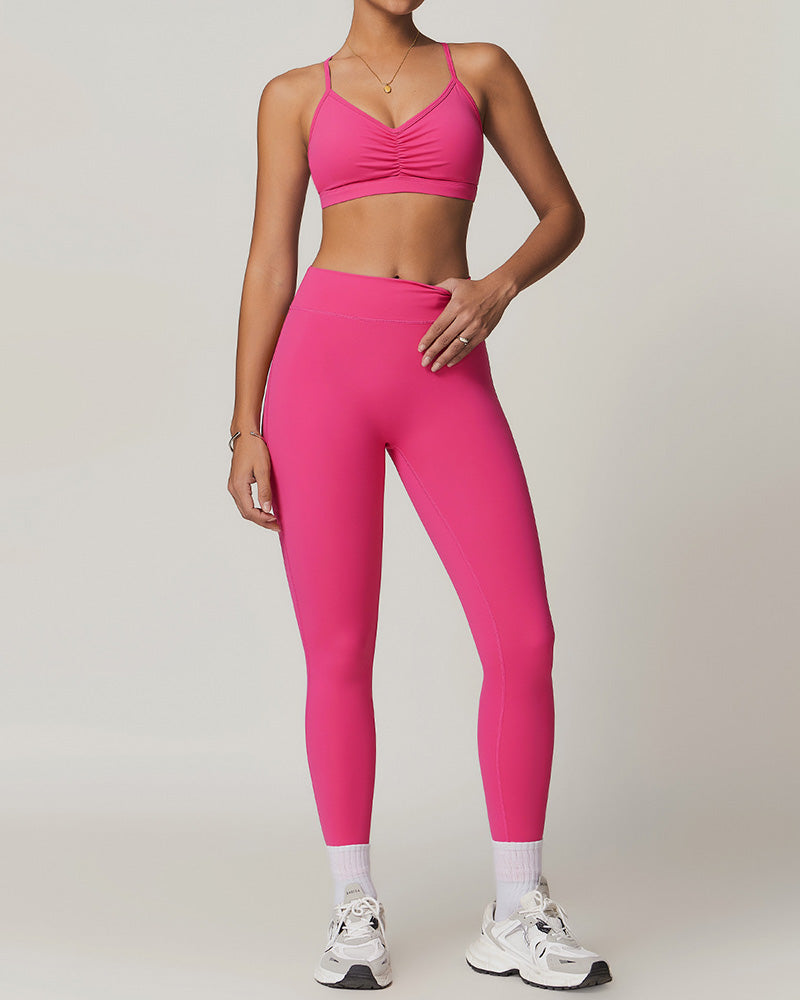 Wholesale Sling Sports Bra High Waist Leggings Sports Two Piece Sets S-XL