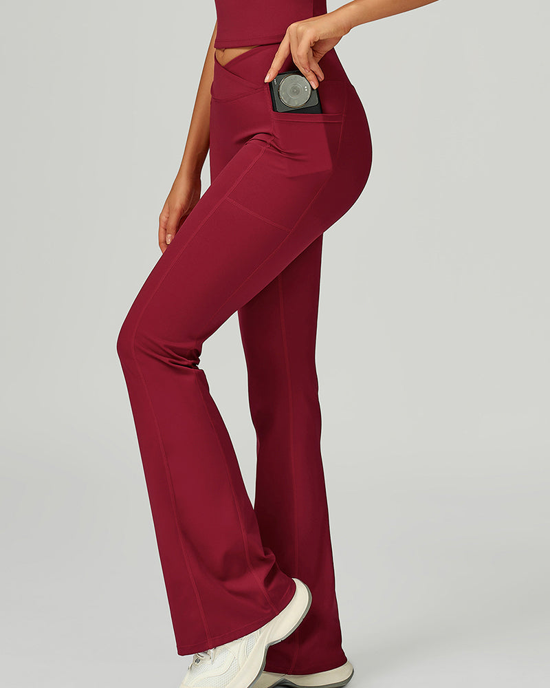 Women Criss High Waist Wide Leg Running Dancing Pilates Pants S-XL