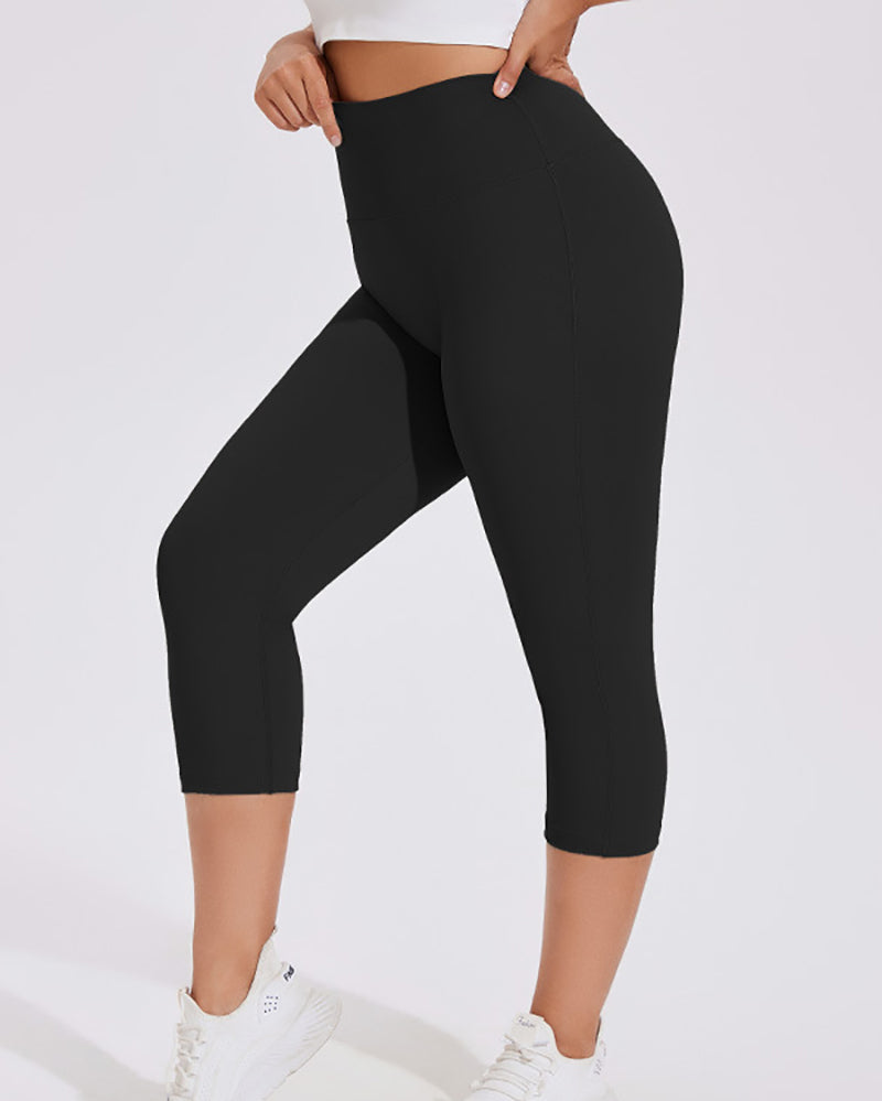 Women High Waist Plus Size Yoga Fitness Cropped Pants XL-4XL