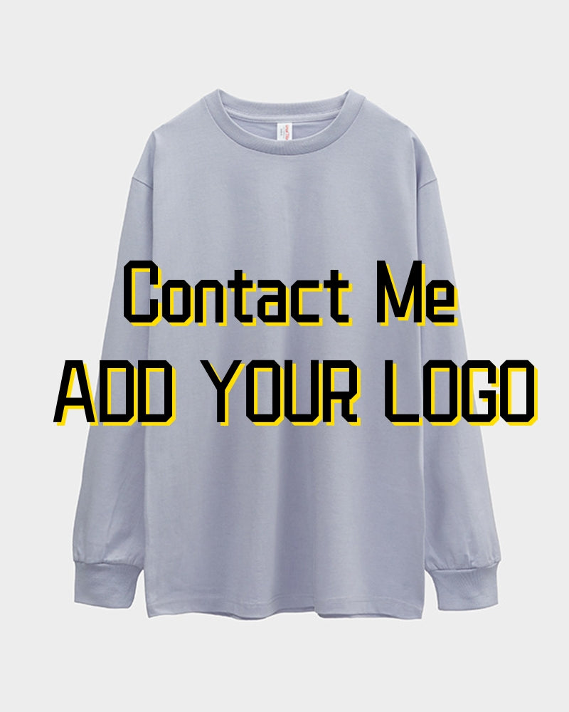 250g Fabric 17 Cotton Heavyweight Blank Shirts Round Neck Long Sleeves Threaded Cuffs T-Shirts Thick Solid Color Long Sleeves